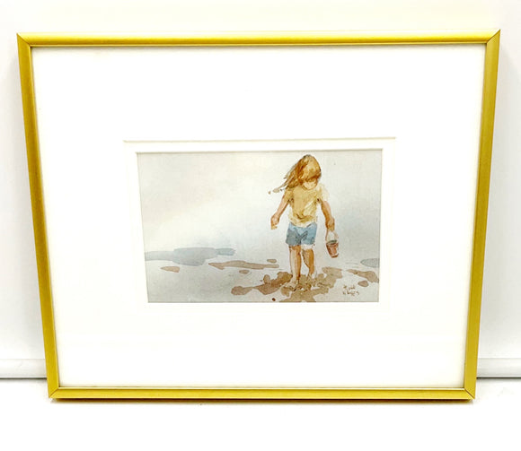 Little Girl on a beach - Original Watercolour