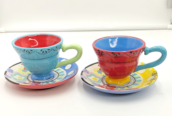 Pair tea Cups Saucers