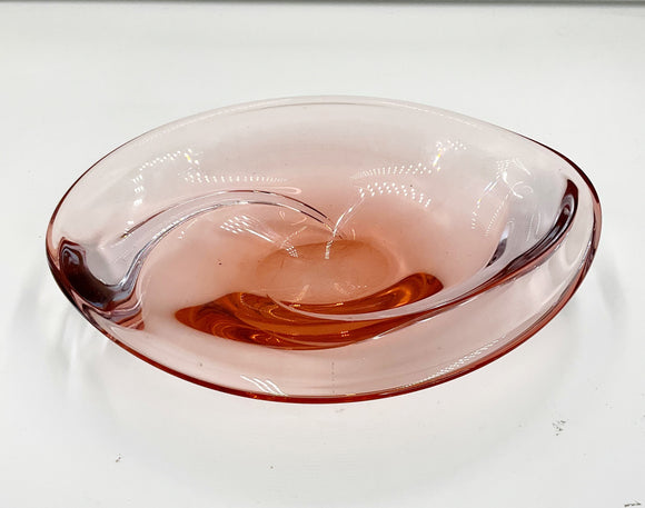 Pink glass elliptical bowl