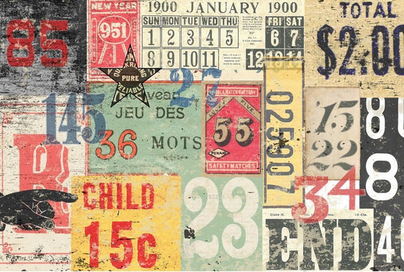 Numbered Decollage - Decoupage paper - Roycycled