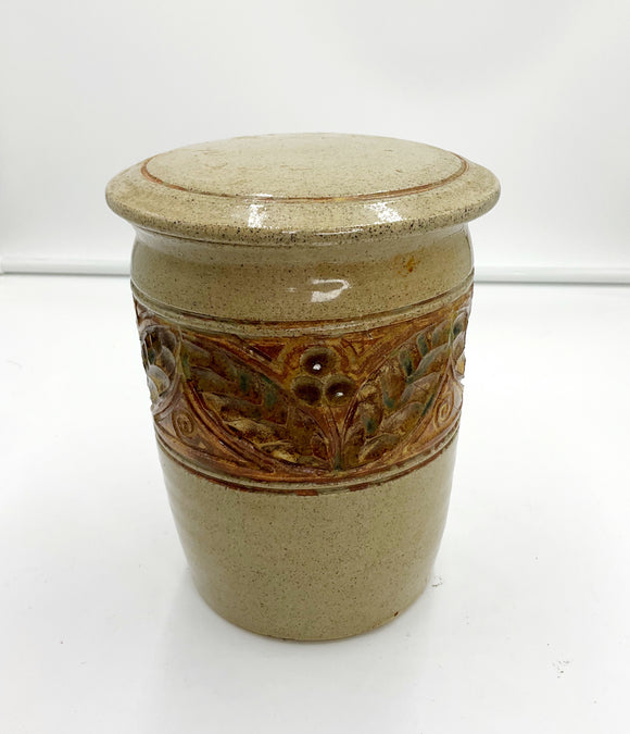 Carved Pottery Canister