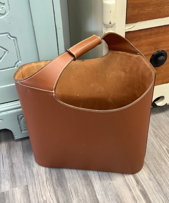 Leather storage tote