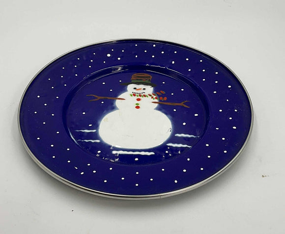 Enamel Snowman Plate