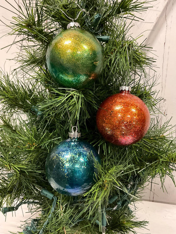 Alcohol Ink Ornaments with Glitter