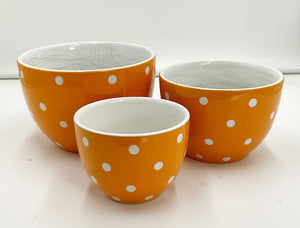 Orange Polka Dot Bowl Set