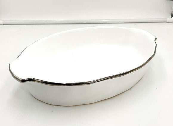 Silver Trim Casserole Dish