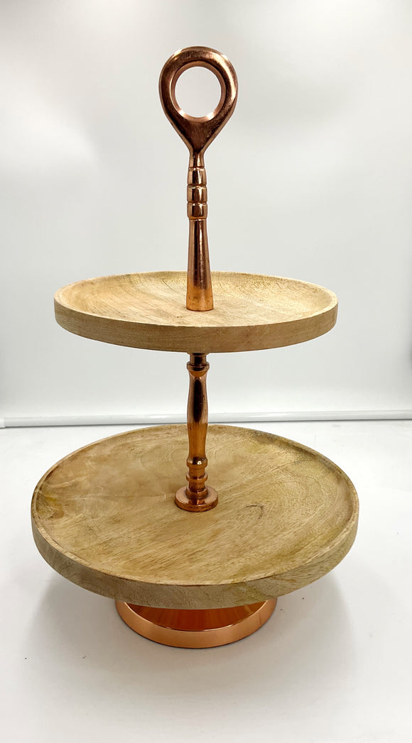 Copper and Wood tiered Tray