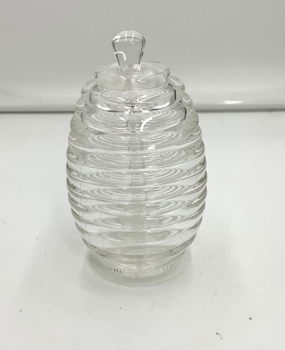 Clear honey jar