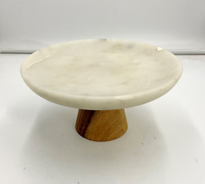 Wood and Marble Pedestal