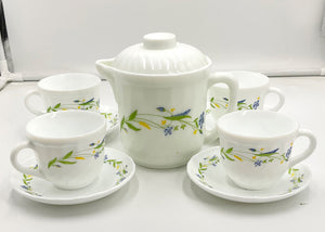 Milk Glass Tea Pot Set