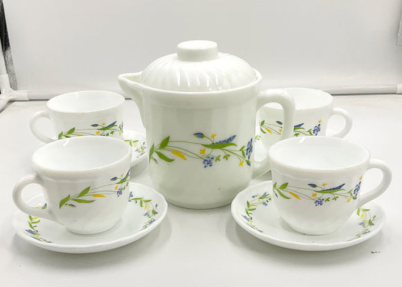 Milk Glass Tea Pot Set