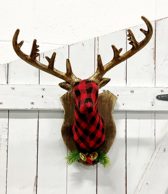 Fabric Checkered Deer Head