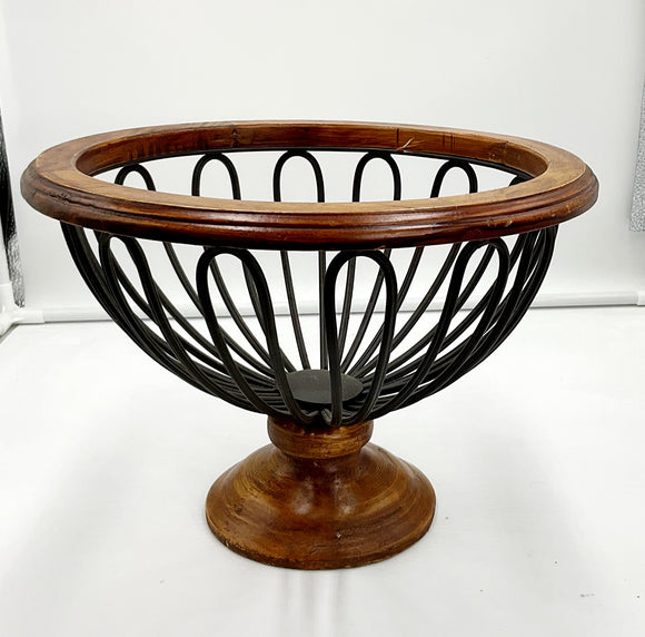 Wood Metal Pedestal Bowl