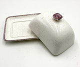 Mauve Trimmed Butter Dish