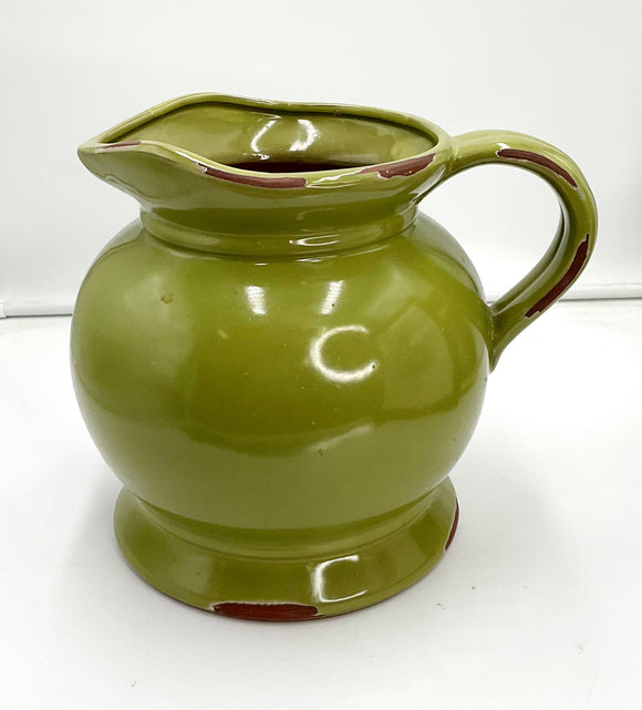 Large Green Distressed Pitcher