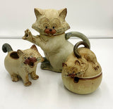 Stoneware Cat Tea Set