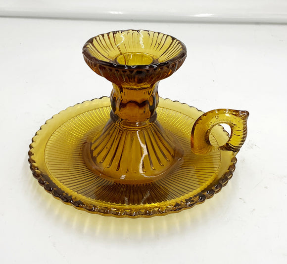 Amber Glass Candlestick