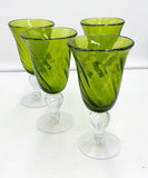 Green Seeded Glass Goblets