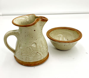 Pottery creamer and open Sugar