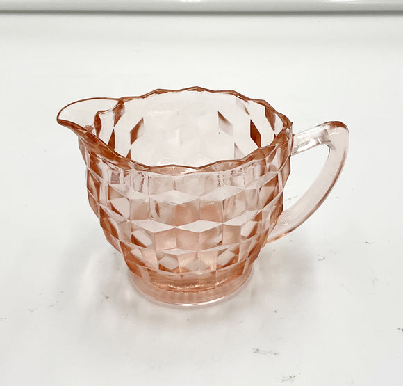 Pink glass diamond creamer