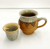 Pottery Mug and Tea Strainer