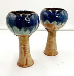 Pair Pottery goblets/candle holders