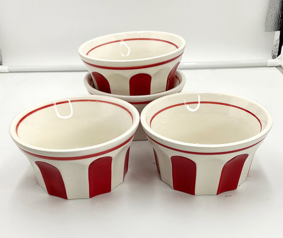 Red Striped Bowls Set