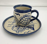 Pottery Fish mug and Plate