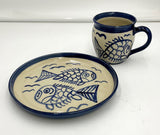 Pottery Fish mug and Plate