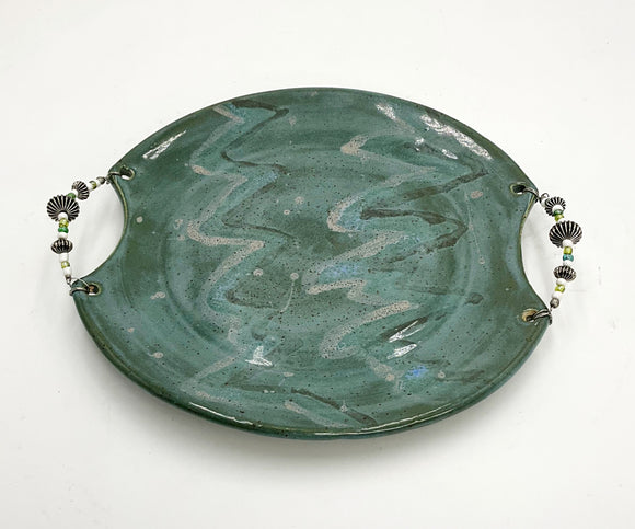 Beaded Handles Pottery Plate