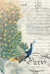 Peacock Ephemera Left - Decoupage paper - Roycycled