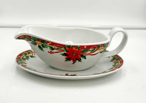 Poinsettia Gravy Set