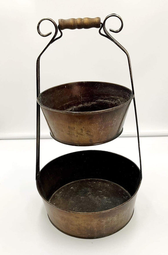 Aged Metal Tiered Bowls