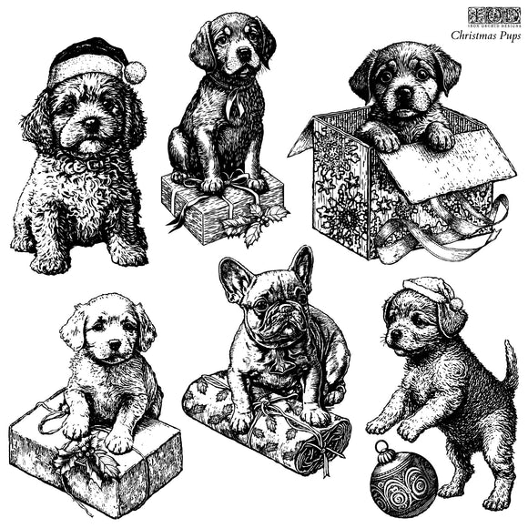 Christmas Puppies - IOD Stamp