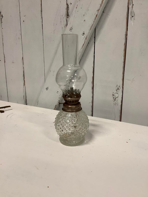 Mini Oil Lamp - Clear Hobnail