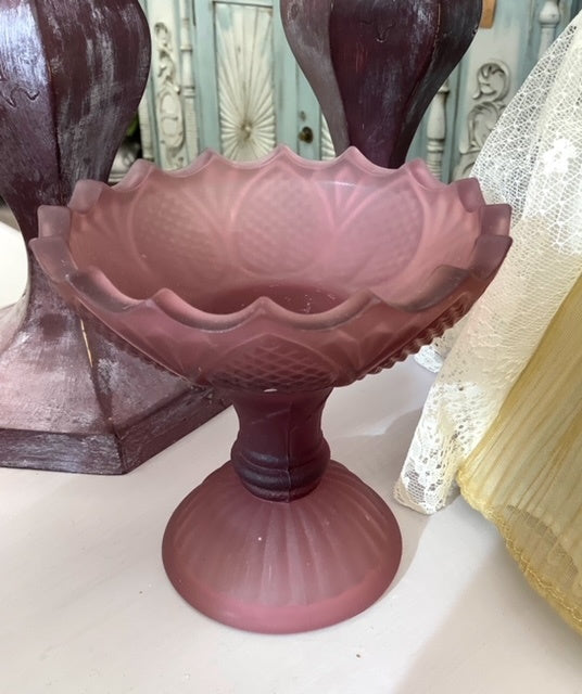 Frosted Glass Pedestal Dish