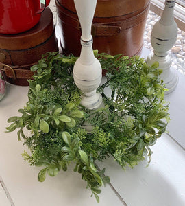 Faux Boxwood Greenery - tabletop wreath