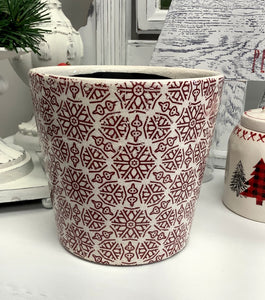 Ceramic pot - red print