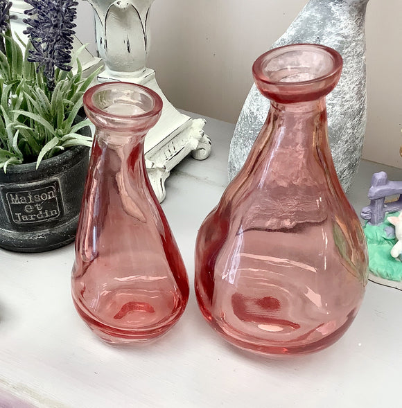 Mini pink glass vases