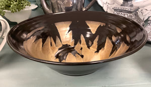 Black patterned pottery bowl