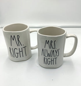 Pair Mr & Mrs Right mugs