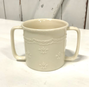 Cream Lace double Handled Mug