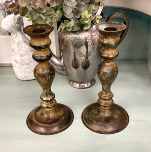 Rusted Verdigris Candlesticks