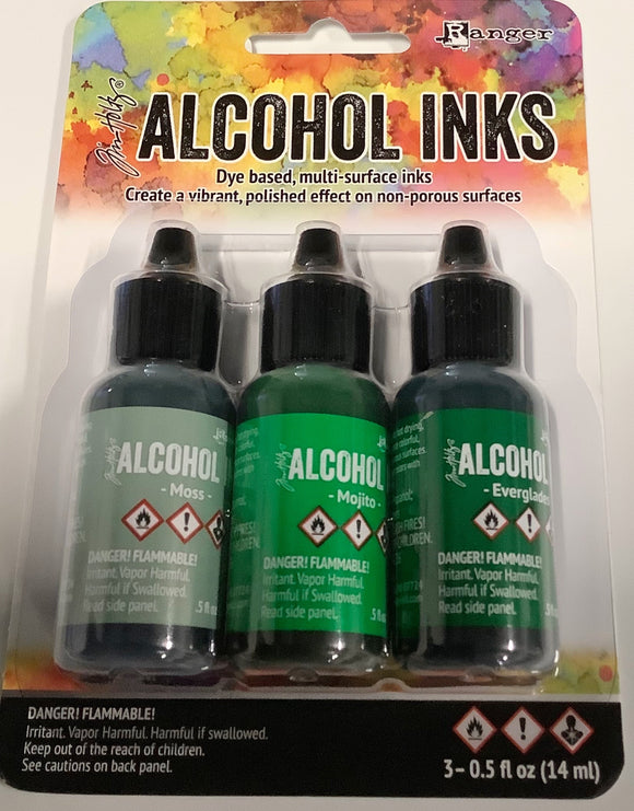 Mint/Green spectrum, alcohol inks, Ranger