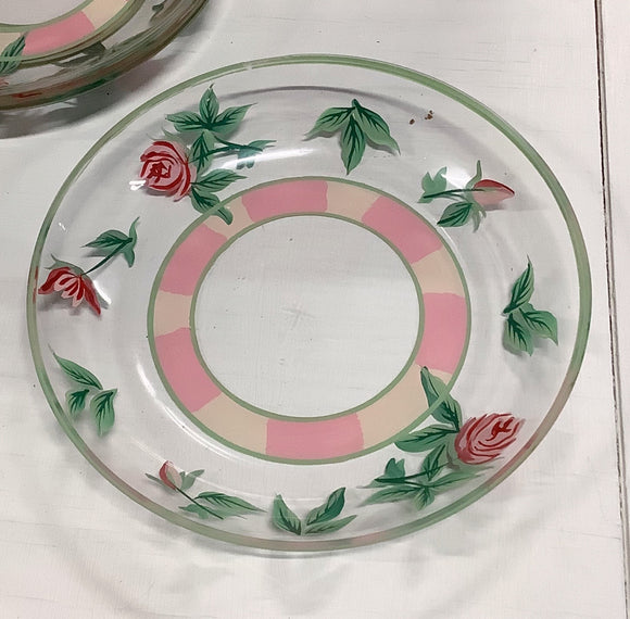 Hand painted glass dish set