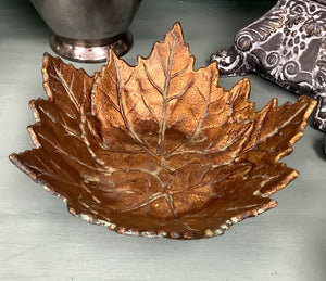 Footed metal Leaf bowl