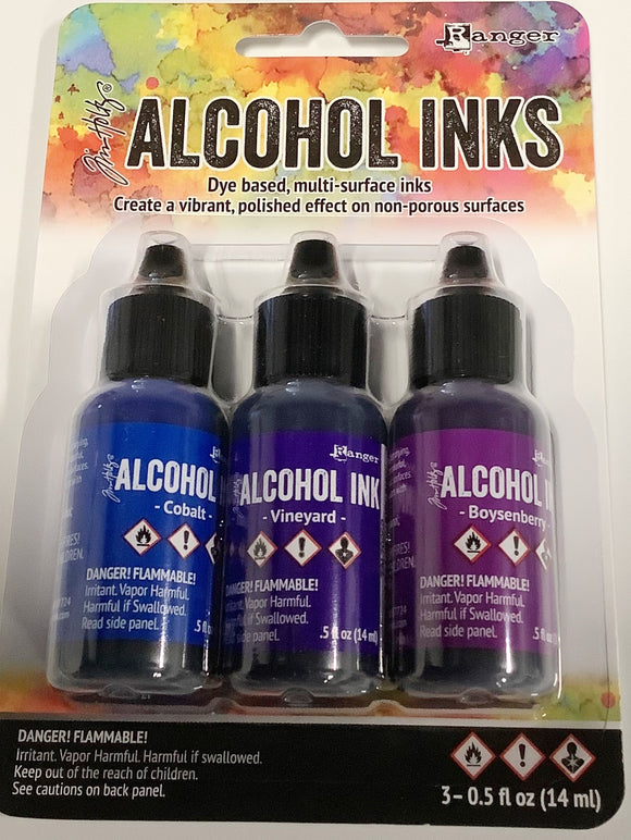 Indigo/Violet spectrum, Alcohol Inks, Ranger