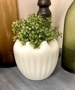 Crimped Milk Glass Vase