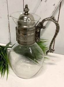 Corning glass and silver plated carafe