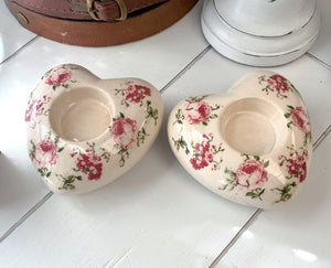 Ceramic heart Tealight - roses